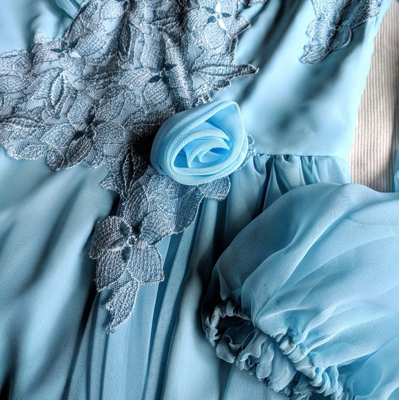 Gorgeous 80s vintage Frozen blue union made dress - Picture 4 of 8